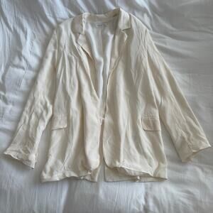 Equipment 100% Silk White Blazer Jacket Open Front Size XS